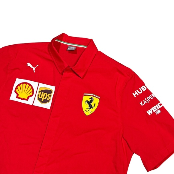 Puma Scuderia Ferrari F1 Formula 1 Engineer Racing Team Button Shirt Mens Large - Picture 3 of 9